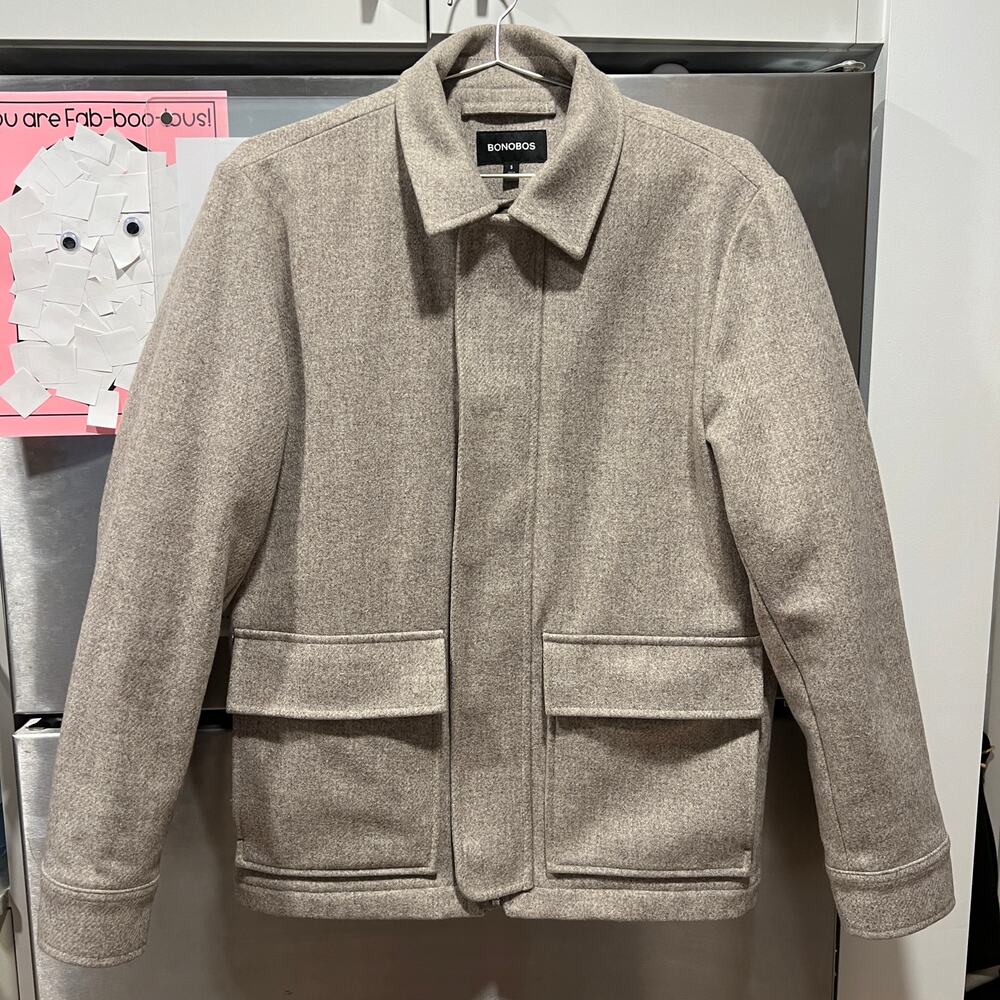 Bonobos Mens Wool Blend FORTEX Italian Woven Jacket Oatmeal / Cream Size S
